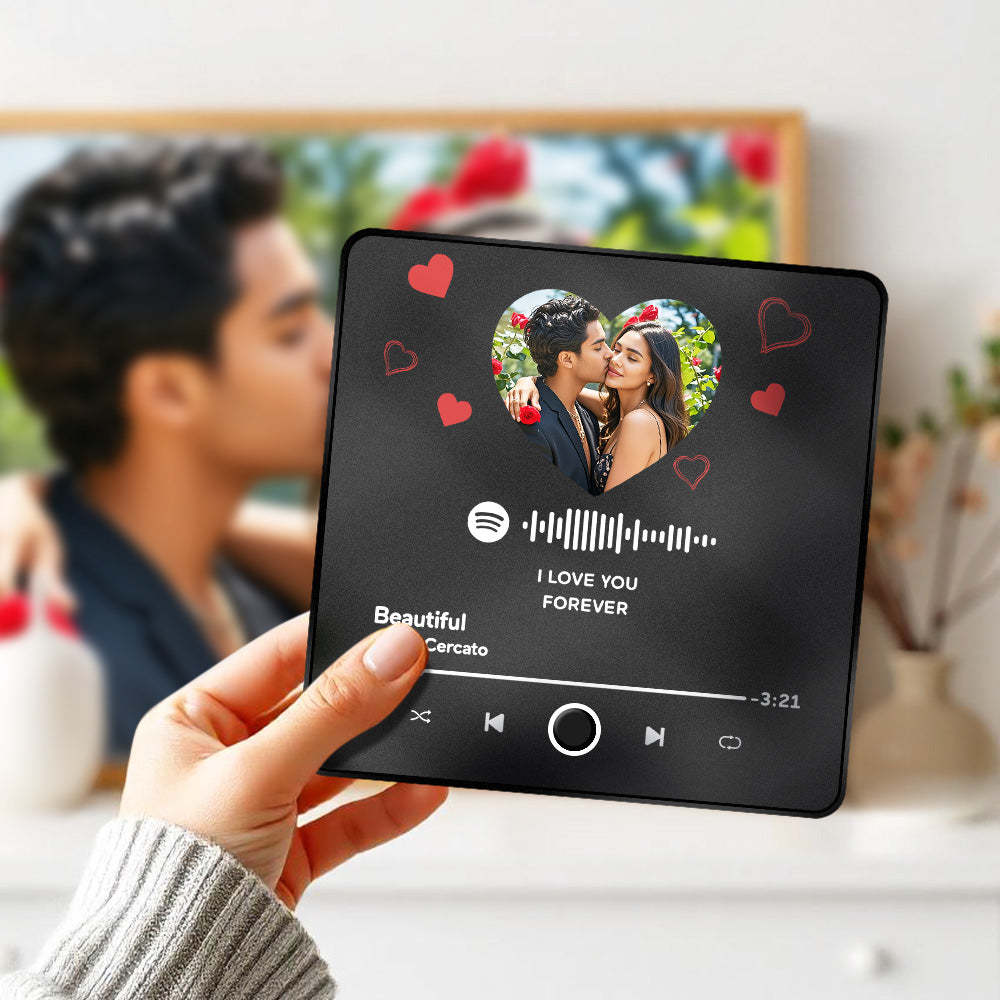 Personalisierter Album-kühlschrankmagnet, Herz, Personalisiertes Foto, Musik-kühlschrankmagnet, Prp, Kann Lieder Abspielen, Geschenkideen Zum Jahrestag - dephotoblanket