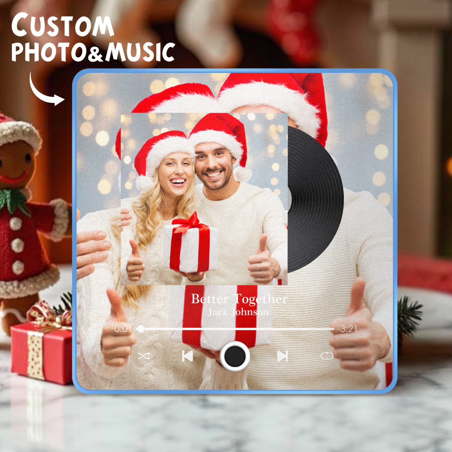 Bunter Rahmen, Personalisierter Album-kühlschrankmagnet, Kann Lieder Abspielen, Individueller Musik-kühlschrankmagnet, Weihnachtsgeschenke, Jahrestagsgeschenke - dephotoblanket