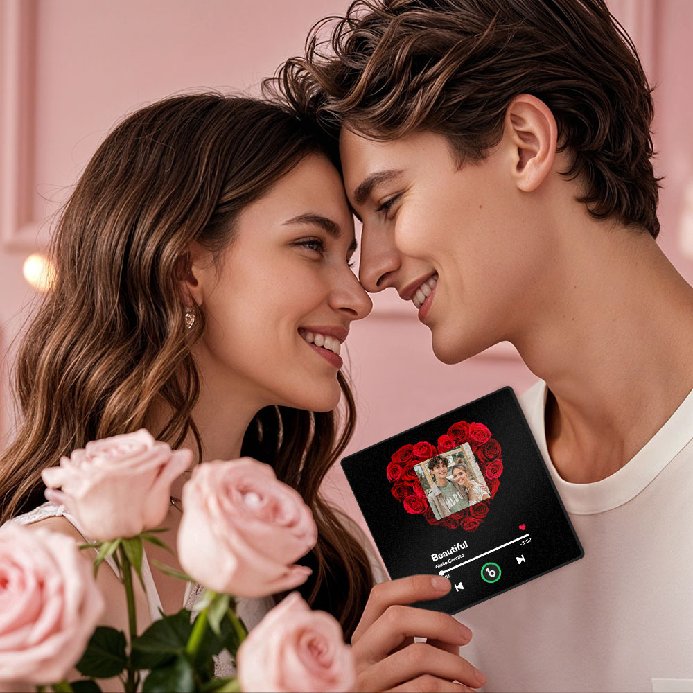 Geschenke Zum Valentinstag, Upgrade Eines Individuellen Musik-kühlschrankmagneten Mit Rose Und Foto, Buntes Album-kühlschrankmagnet, Geschenke Für Sie - dephotoblanket