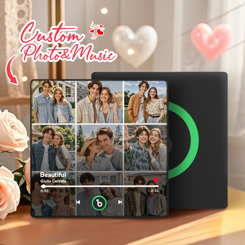 Aktualisieren Sie Den Individuellen Musik- Und Foto-kühlschrankmagneten, Bunten Album-kühlschrankmagneten, 9 Fotos, Unterstützt Bluetooth-konnektivität, Valentinstagsgeschenke - dephotoblanket
