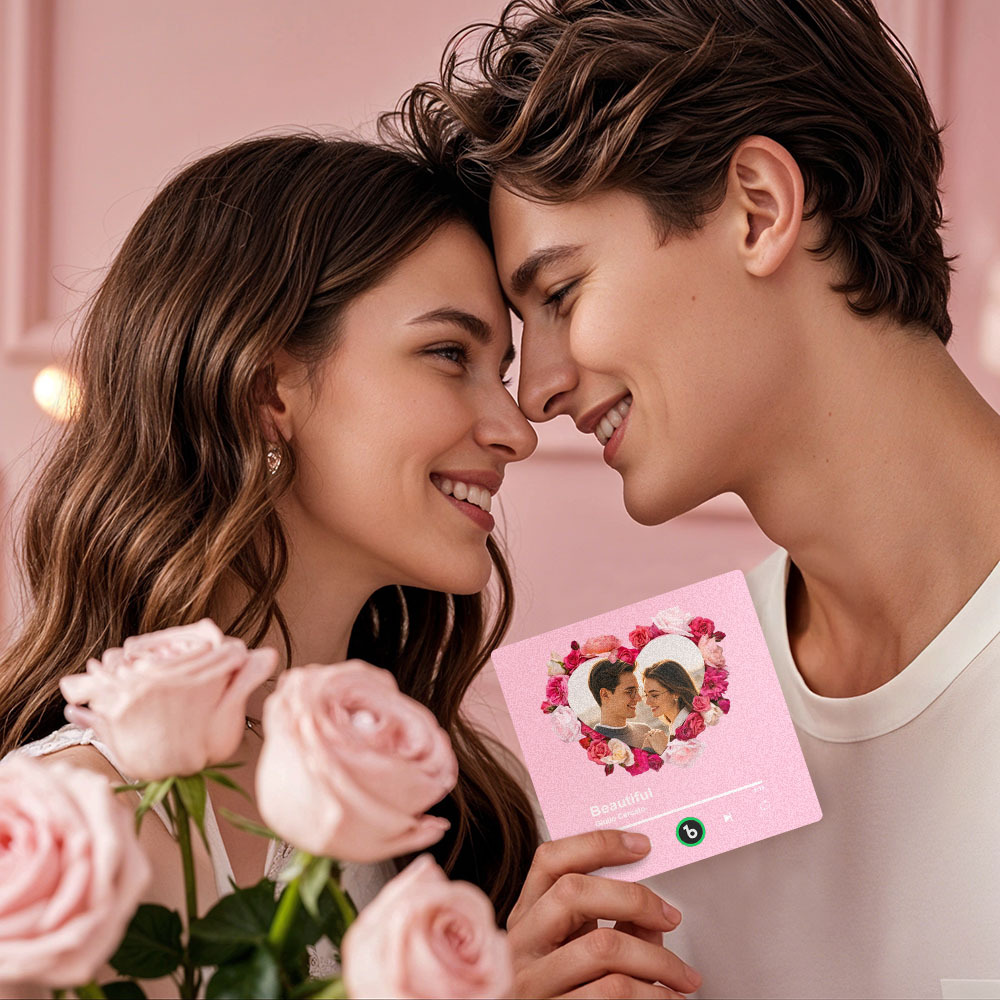 Geschenke Zum Valentinstag, Individuelles Buntes Album, Musik-kühlschrankmagnet, Personalisiertes Foto In Herzform, Musik-kühlschrankmagnet, Kann Lieder Abspielen, Anpassbare Bilder, Rosa Erinnerungslied - dephotoblanket