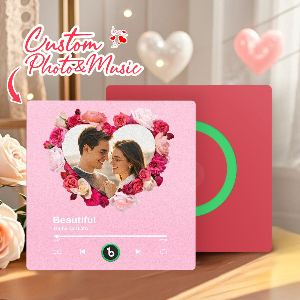 Geschenke Zum Valentinstag, Individuelles Buntes Album, Musik-kühlschrankmagnet, Personalisiertes Foto In Herzform, Musik-kühlschrankmagnet, Kann Lieder Abspielen, Anpassbare Bilder, Rosa Erinnerungslied - dephotoblanket