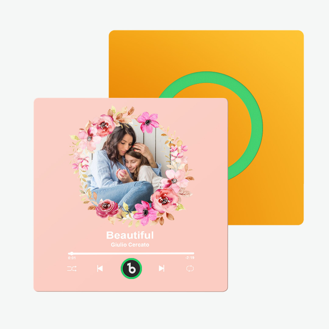 Benutzerdefinierte Album-musik-magnete Für Den Kühlschrank, Personalisierte Erinnerungs-foto-magnete, Die Lieder Abspielen Können, Rosa Blumen, Bilder-magnete, Geburtstags-lied-magneten Für Mutter Und Oma - dephotoblanket
