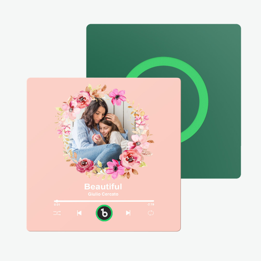 Benutzerdefinierte Album-musik-magnete Für Den Kühlschrank, Personalisierte Erinnerungs-foto-magnete, Die Lieder Abspielen Können, Rosa Blumen, Bilder-magnete, Geburtstags-lied-magneten Für Mutter Und Oma - dephotoblanket