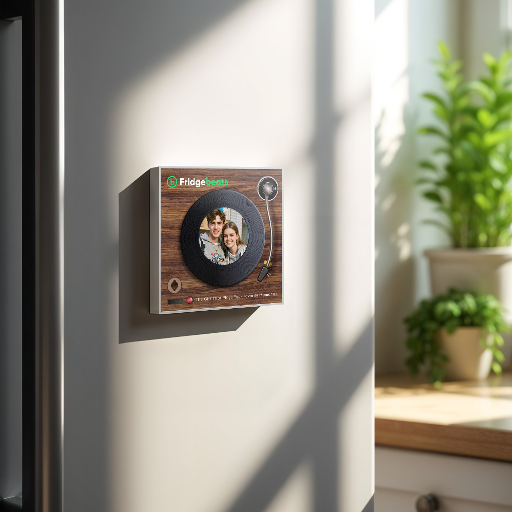Individueller Musik- Und Foto-kühlschrankmagnet, Vintage-stil, Song-kühlschrankmagnet, Nfc-funktionalität - dephotoblanket