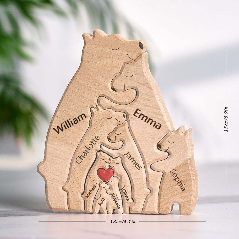 Holzbären Familie Individuelle Namen Puzzle Home Decor Geschenke - dephotoblanket