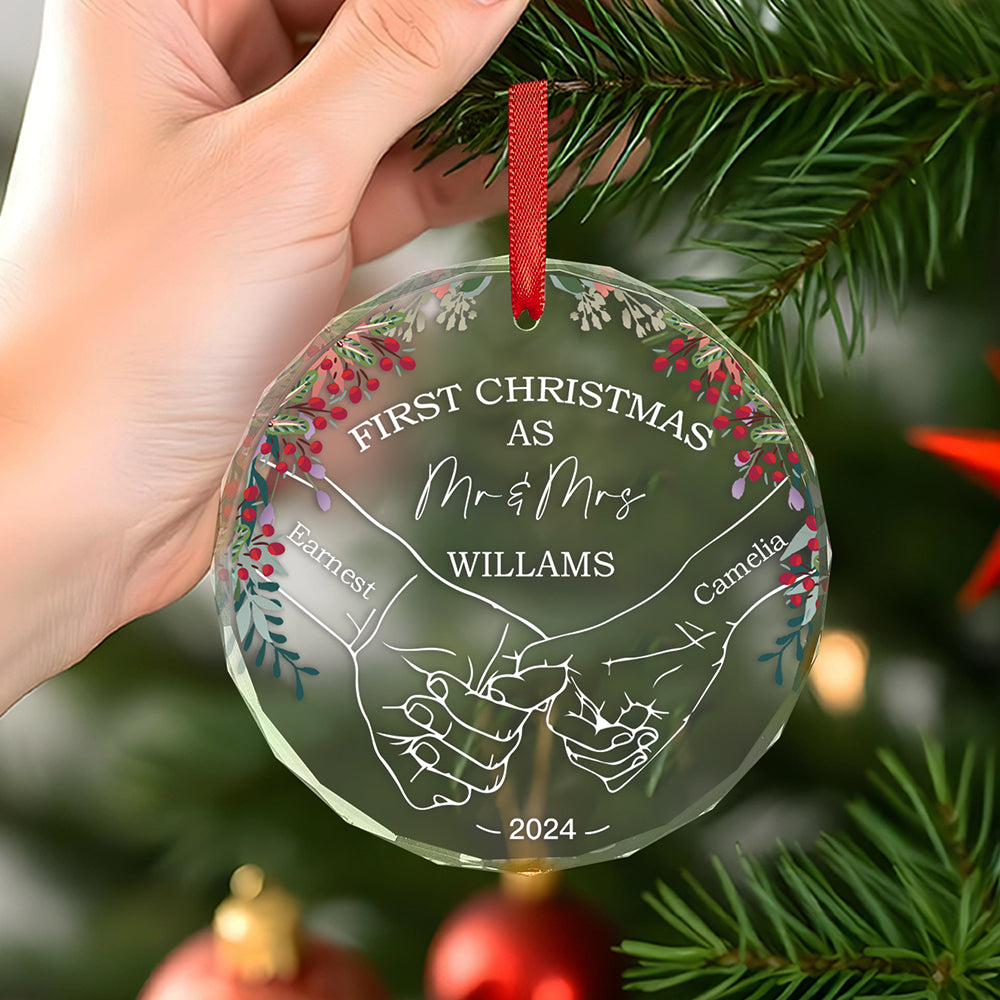 Personalisiertes Händchen Haltendes Ornament, Erstes Weihnachtsgeschenk Für Paare