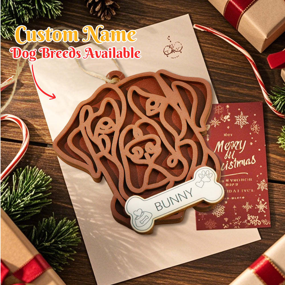 Personalisierter Line Art Hund Mit Namen, Weihnachtsschmuck, Weihnachtsgeschenk Für Hundeliebhaber - dephotoblanket