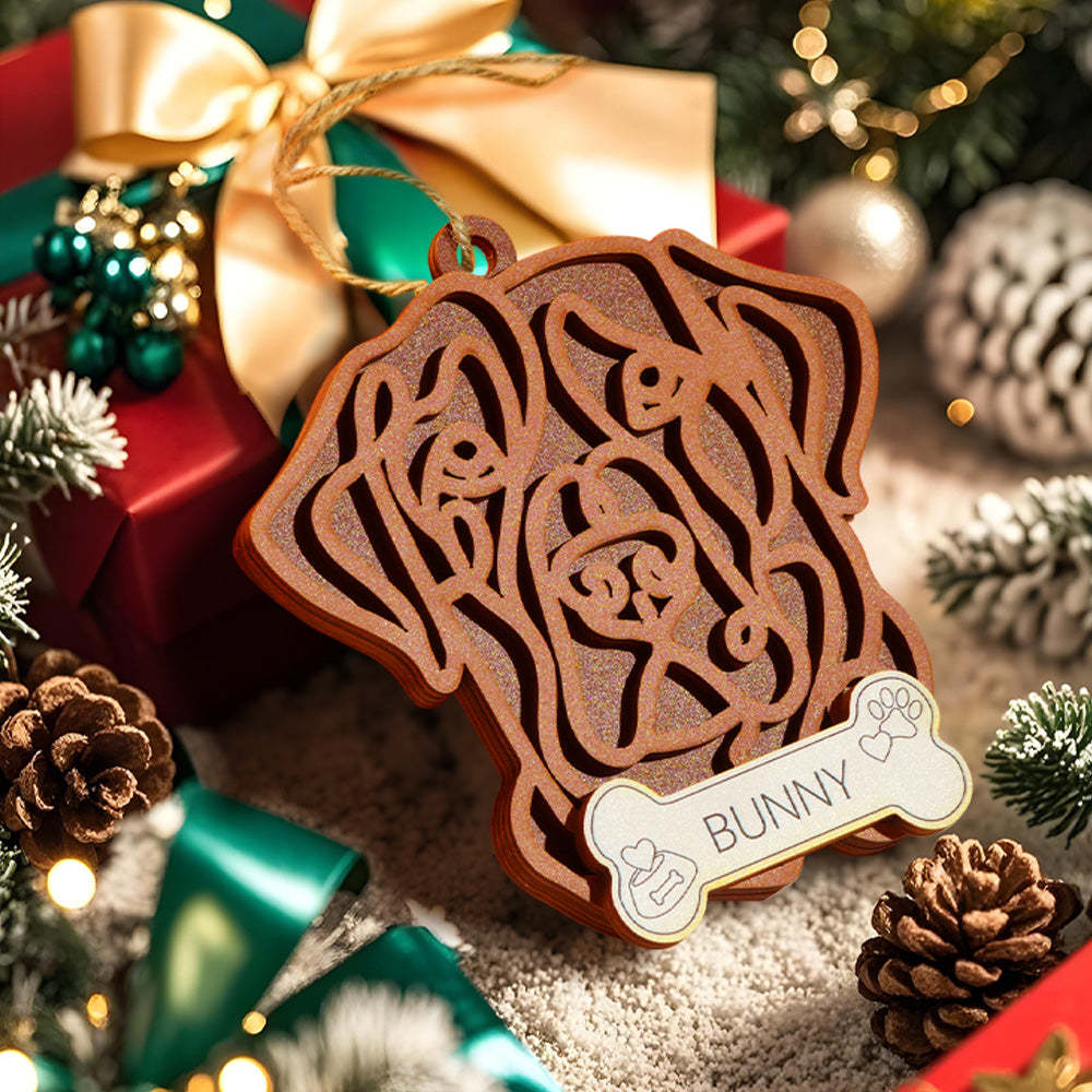 Personalisierter Line Art Hund Mit Namen, Weihnachtsschmuck, Weihnachtsgeschenk Für Hundeliebhaber - dephotoblanket