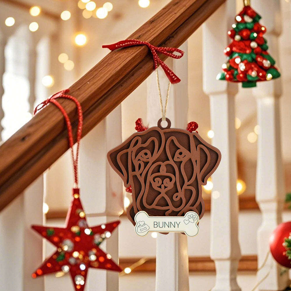 Personalisierter Line Art Hund Mit Namen, Weihnachtsschmuck, Weihnachtsgeschenk Für Hundeliebhaber - dephotoblanket