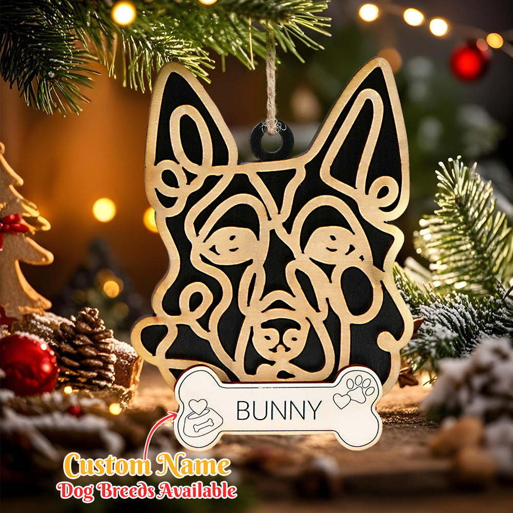 Personalisierter Line Art Hund Mit Namen, Weihnachtsschmuck, Weihnachtsgeschenk Für Hundeliebhaber - dephotoblanket