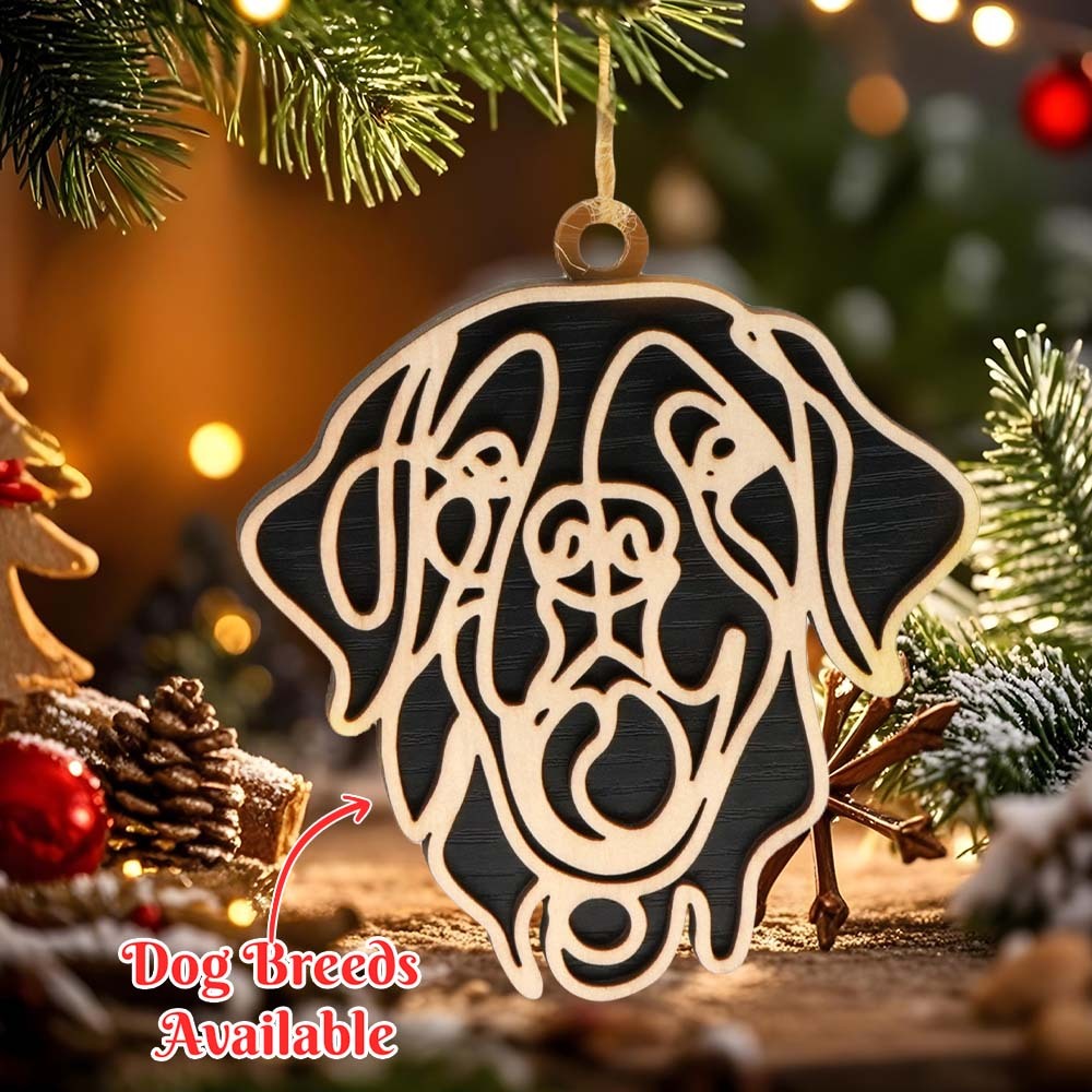Personalisierte Line Art Hunde-weihnachtsverzierung, Weihnachtsgeschenk Für Hundeliebhaber - dephotoblanket