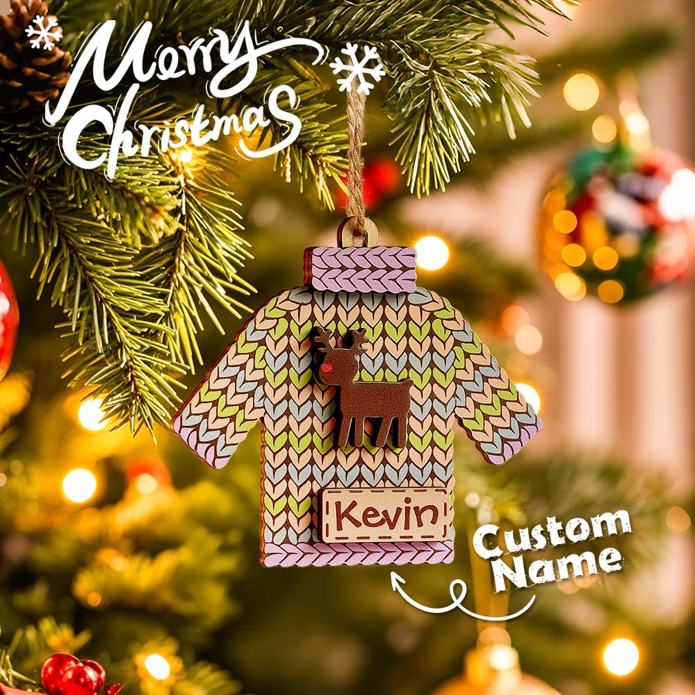 Personalisierter Namens-wintermütze, Weihnachtsschmuck, Individueller Weihnachts-winter-fäustlingsstrumpf, Pullover-ornament - dephotoblanket