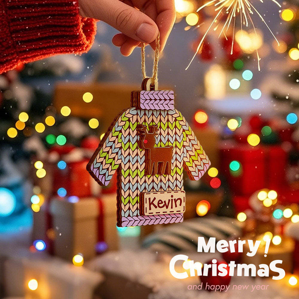 Personalisierter Namens-wintermütze, Weihnachtsschmuck, Individueller Weihnachts-winter-fäustlingsstrumpf, Pullover-ornament - dephotoblanket