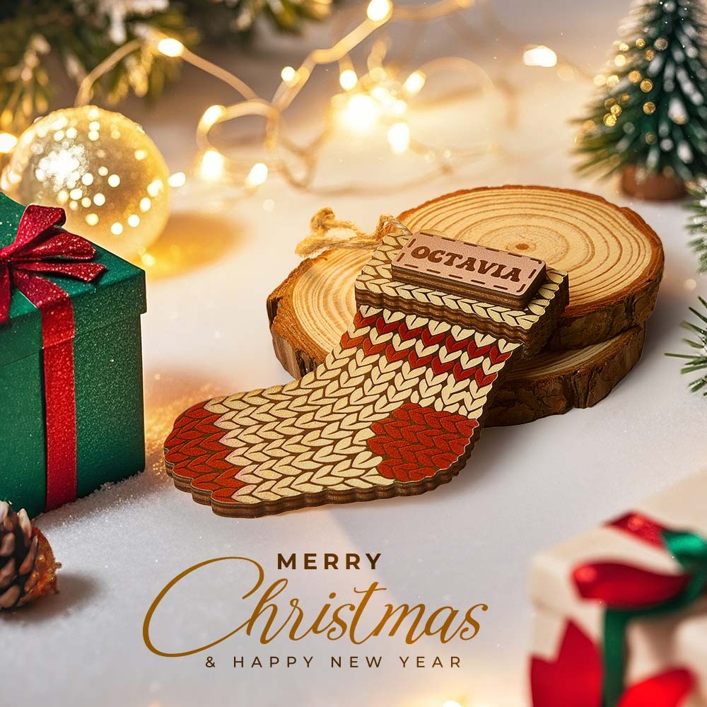 Personalisierter Namens-wintermütze, Weihnachtsschmuck, Individueller Weihnachts-winter-fäustlingsstrumpf, Pullover-ornament - dephotoblanket