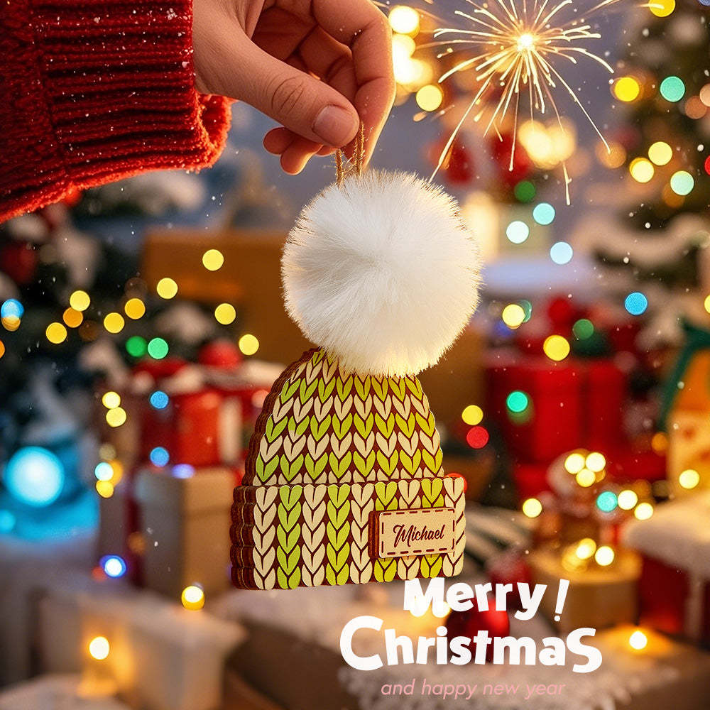 Personalisierter Namens-wintermütze, Weihnachtsschmuck, Individueller Weihnachts-winter-fäustlingsstrumpf, Pullover-ornament - dephotoblanket