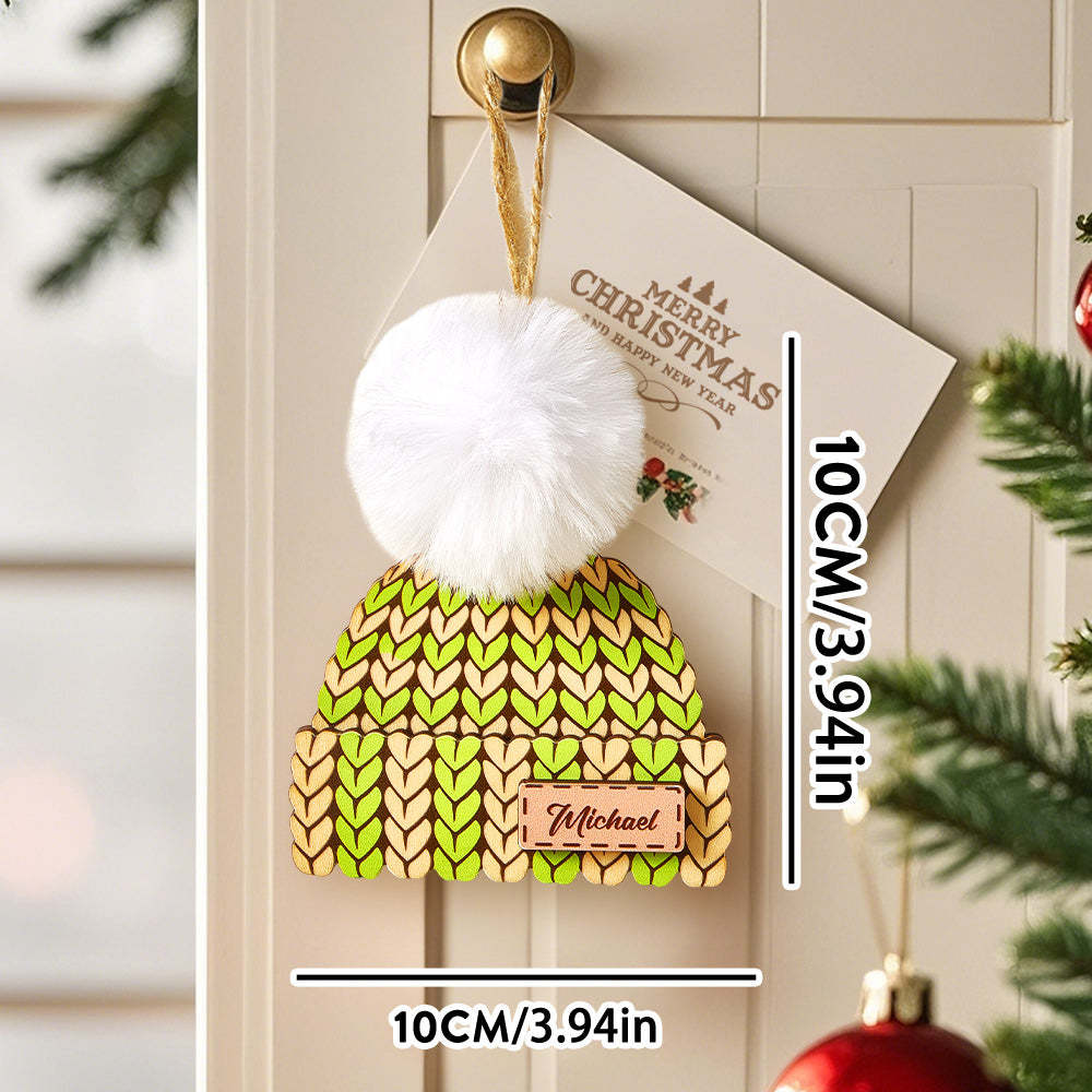 Personalisierter Namens-wintermütze, Weihnachtsschmuck, Individueller Weihnachts-winter-fäustlingsstrumpf, Pullover-ornament - dephotoblanket