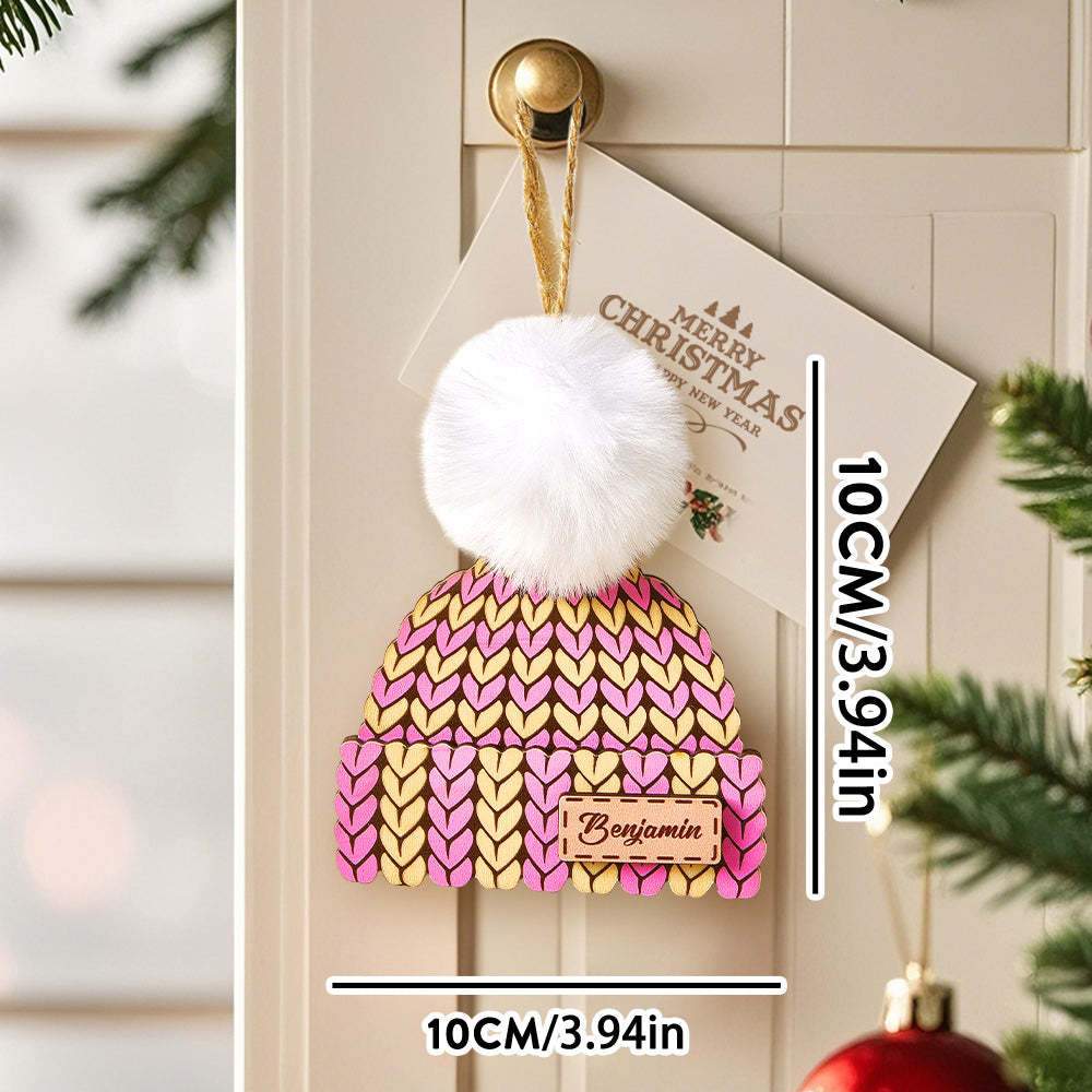 Personalisierter Namens-wintermütze, Weihnachtsschmuck, Individueller Weihnachts-winter-fäustlingsstrumpf, Pullover-ornament - dephotoblanket