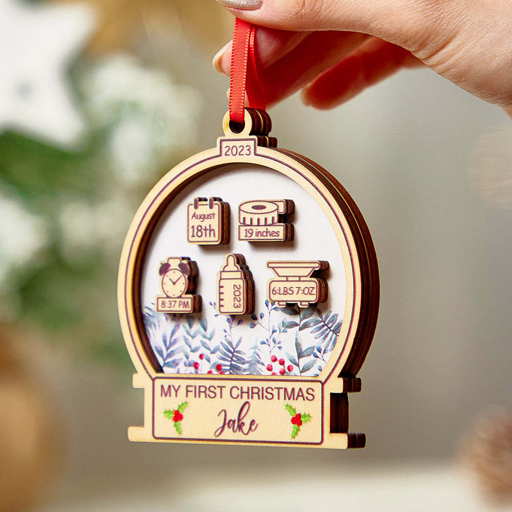 Personalisierter Weihnachtsbaumschmuck, Personalisierter Babyname, Gewicht, Höhe, Geburtstagsdekoration, Erstes Weihnachtsgeschenk - dephotoblanket