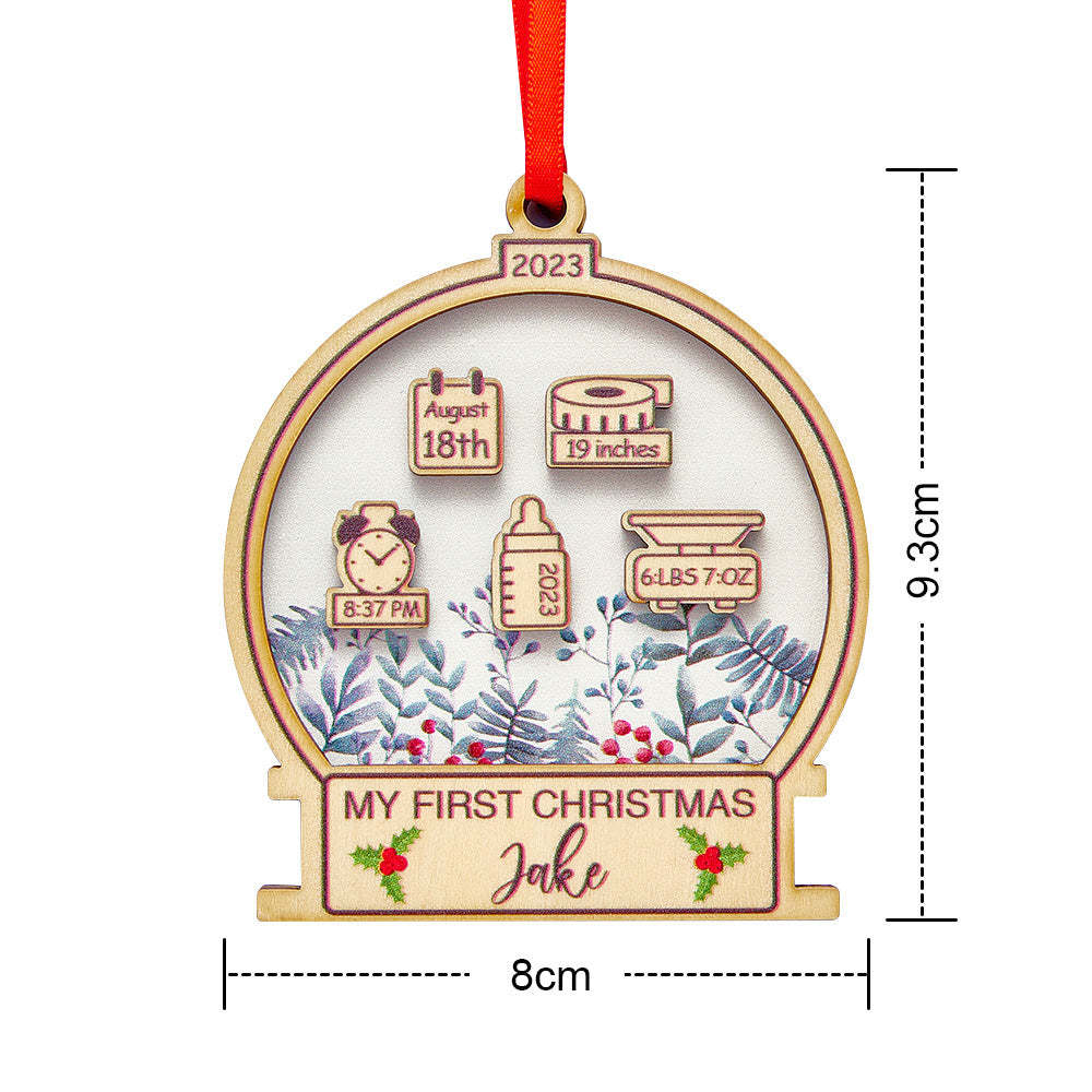 Personalisierter Weihnachtsbaumschmuck, Personalisierter Babyname, Gewicht, Höhe, Geburtstagsdekoration, Erstes Weihnachtsgeschenk - dephotoblanket