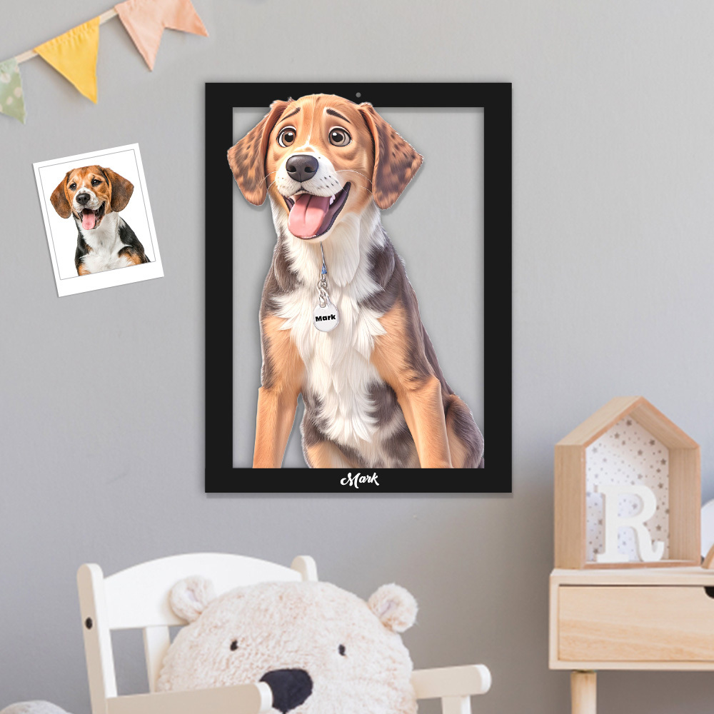 Personalisiertes 3d-foto-holzschild Im Cartoon-stil - dephotoblanket