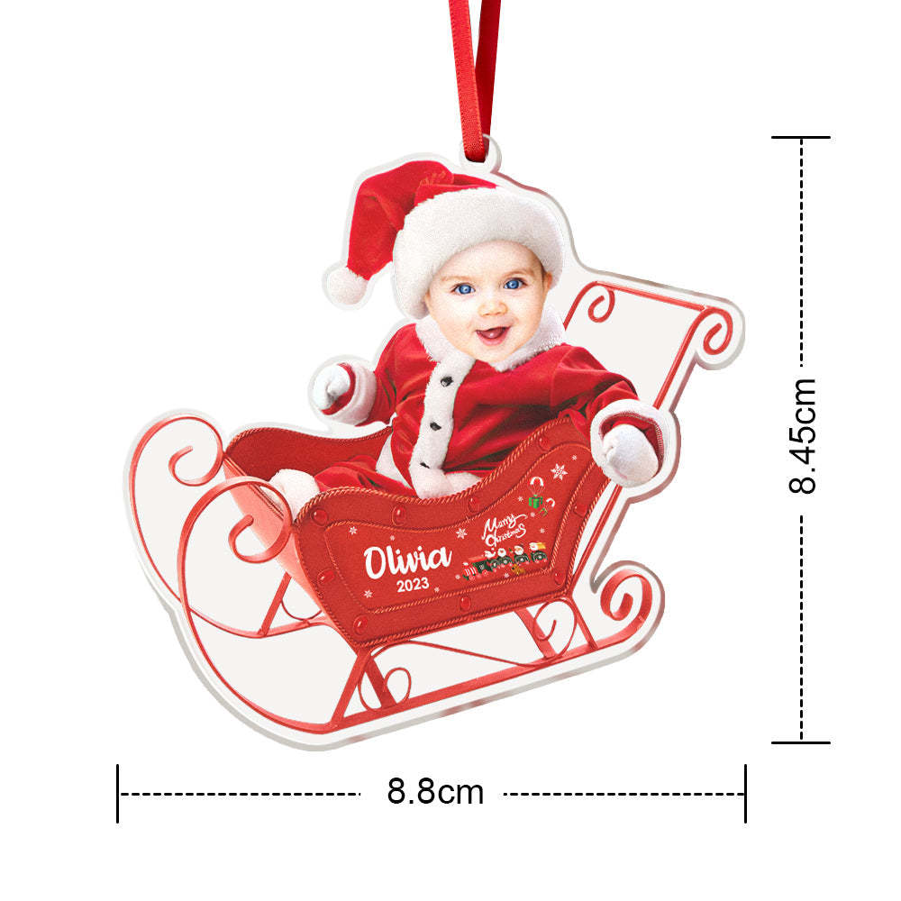 Benutzerdefinierte Gesicht Weihnachtsbaum Ornament Baby Auf Schlitten Weihnachtsgeschenk - dephotoblanket