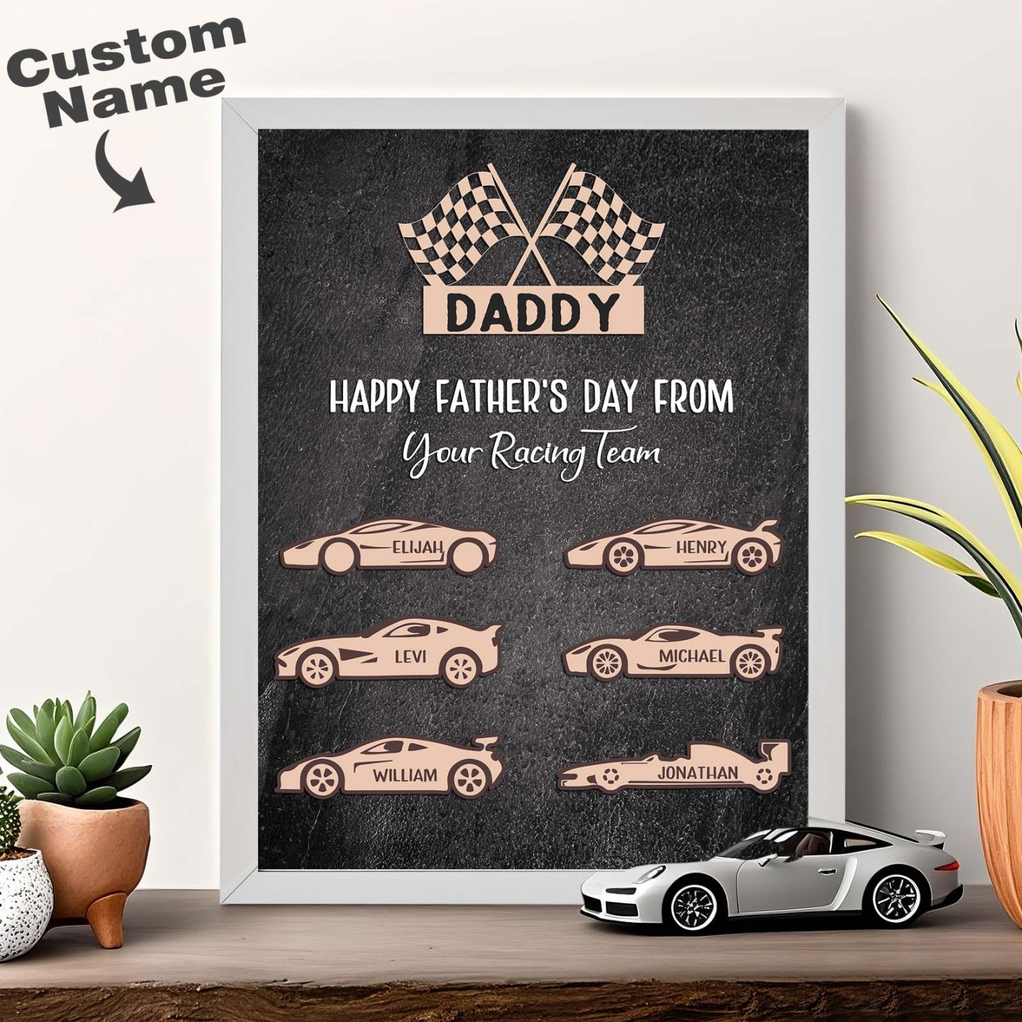 Personalisierte Kinder Name Racing Holz Plaque Ihr Racing Team Vatertagsgeschenke - dephotoblanket