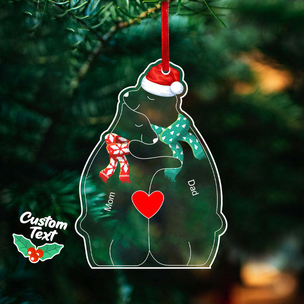Personalisierte Namen Weihnachtsbär Familie Acryl Ornament Benutzerdefinierte Weihnachtsandenken Ornament Weihnachtsgeschenk Dekor - dephotoblanket