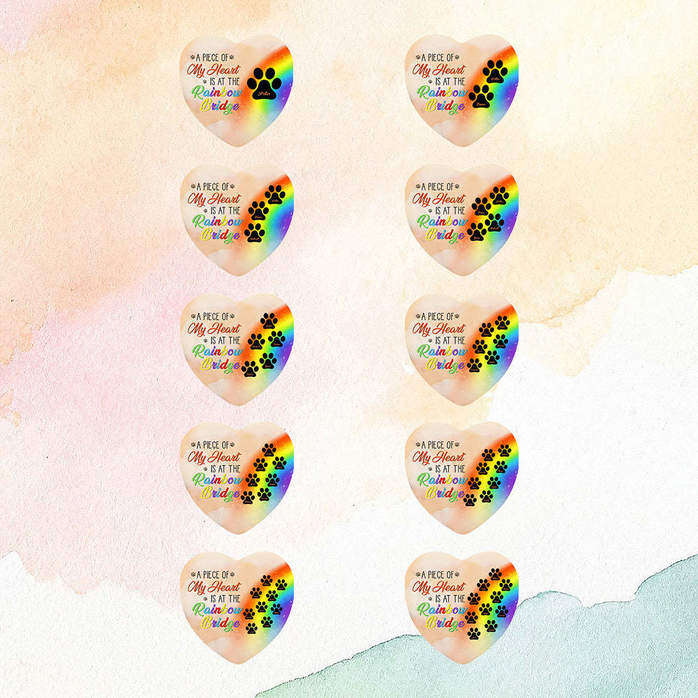 Personalisiertes Herz-haustier-ornament „a Piece Of My Heart Is At The Rainbow Bridge“-ornament Als Haustier-gedenkgeschenk - dephotoblanket
