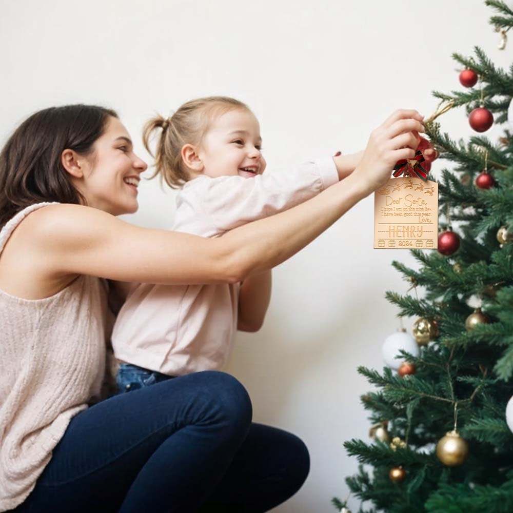 Personalisierter Weihnachtsschmuck „lieber Weihnachtsmann“ Mit Namen, Holzornament, Weihnachtsgeschenk Für Kinder - dephotoblanket