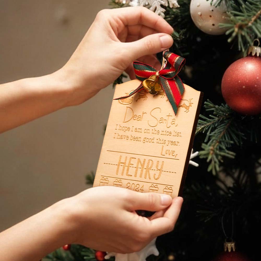 Personalisierter Weihnachtsschmuck „lieber Weihnachtsmann“ Mit Namen, Holzornament, Weihnachtsgeschenk Für Kinder - dephotoblanket