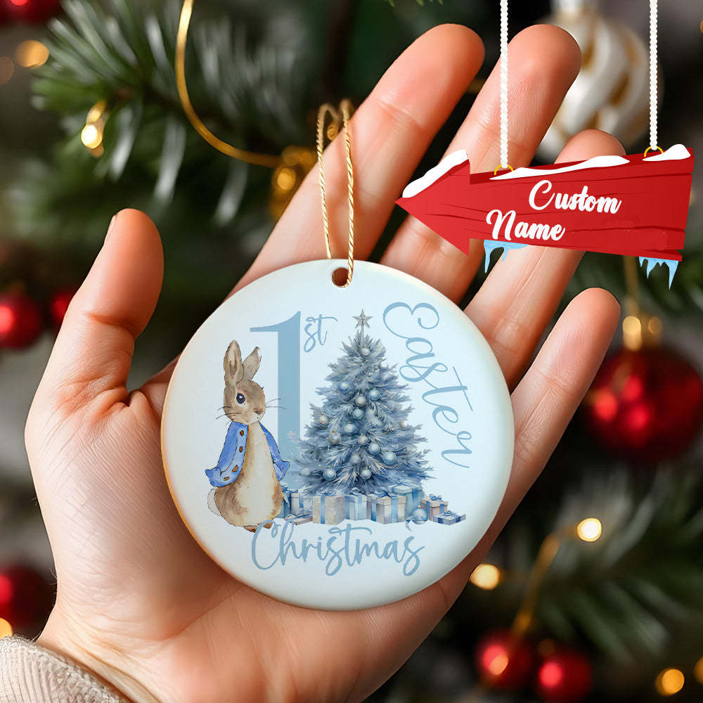 Personalisiertes Baby-weihnachtsornament, Niedliches Kaninchen-ornament Für Ein Weihnachtsgeschenk Zur Geburt Eines Neuen Babys - dephotoblanket