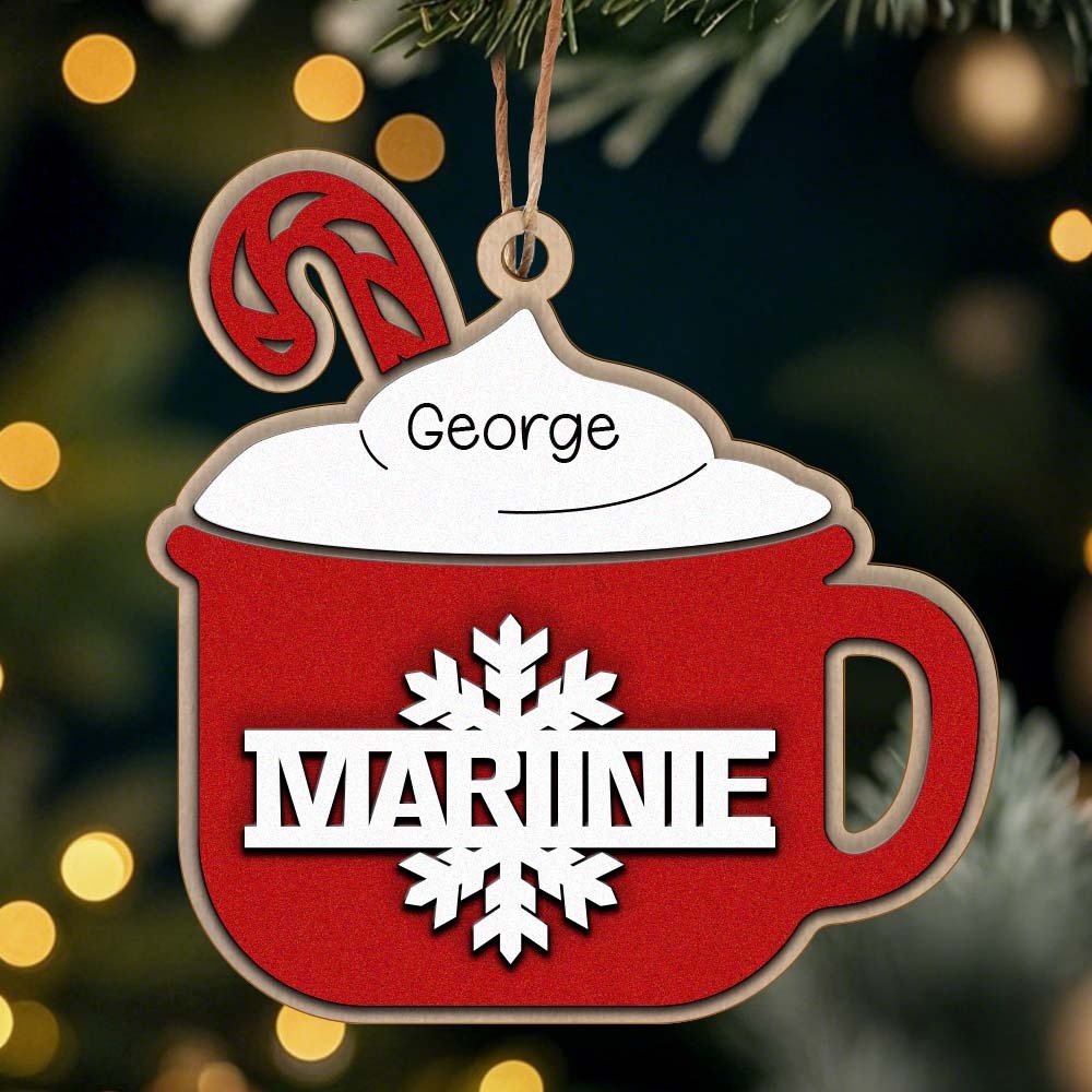Personalisierter Familien-hot-cacao-ornament Mit Namen, Weihnachtsschmuck Als Familiengeschenk - dephotoblanket