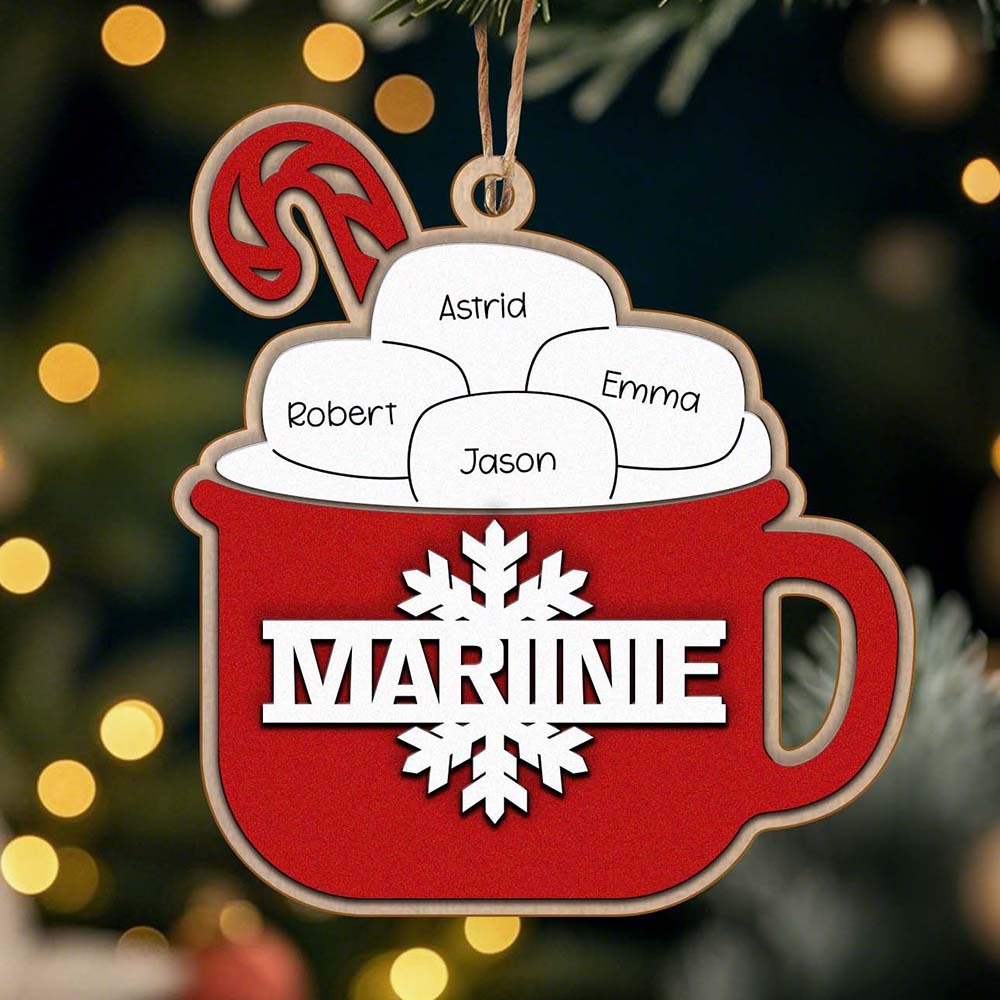Personalisierter Familien-hot-cacao-ornament Mit Namen, Weihnachtsschmuck Als Familiengeschenk - dephotoblanket