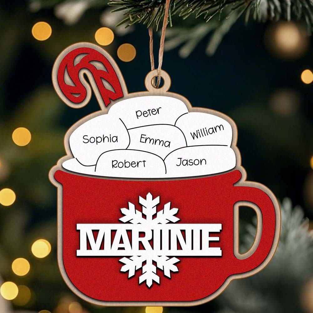 Personalisierter Familien-hot-cacao-ornament Mit Namen, Weihnachtsschmuck Als Familiengeschenk - dephotoblanket