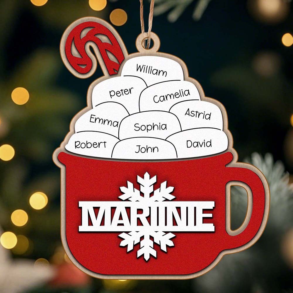 Personalisierter Familien-hot-cacao-ornament Mit Namen, Weihnachtsschmuck Als Familiengeschenk - dephotoblanket