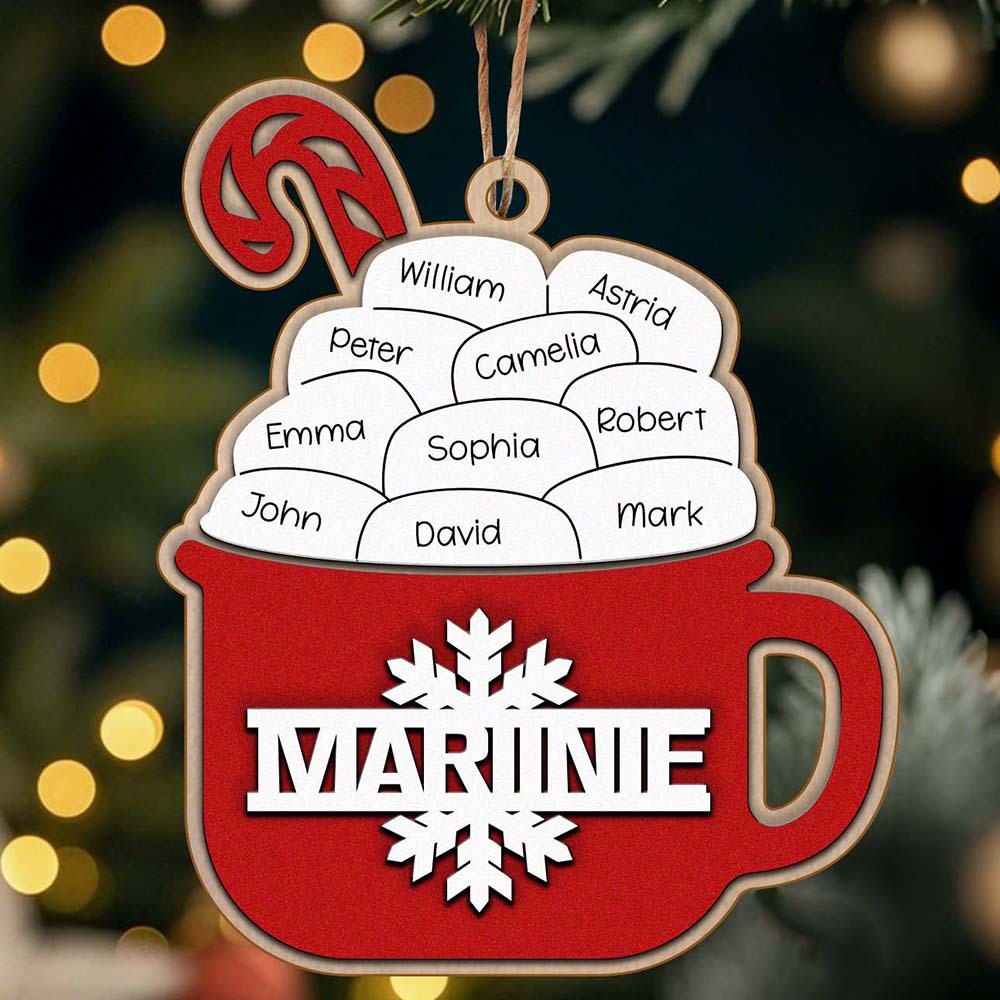 Personalisierter Familien-hot-cacao-ornament Mit Namen, Weihnachtsschmuck Als Familiengeschenk - dephotoblanket