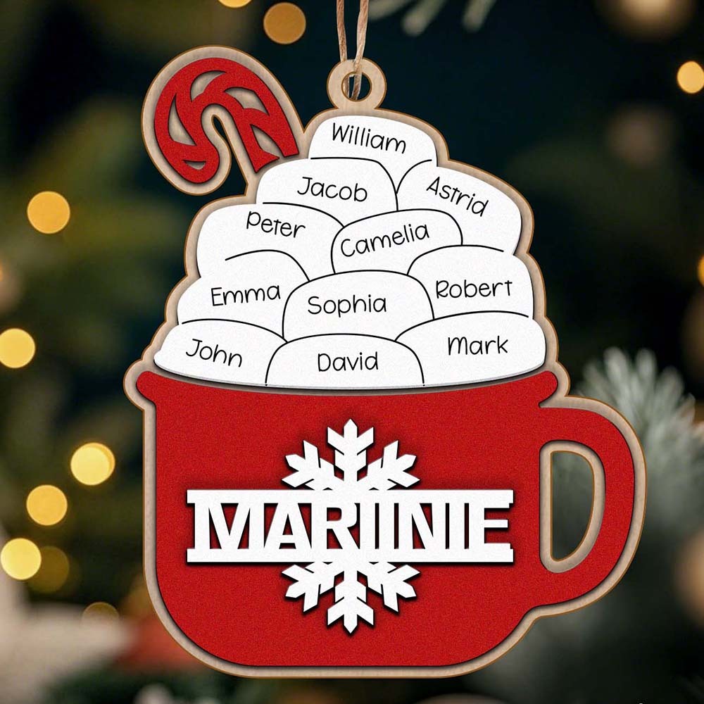 Personalisierter Familien-hot-cacao-ornament Mit Namen, Weihnachtsschmuck Als Familiengeschenk - dephotoblanket