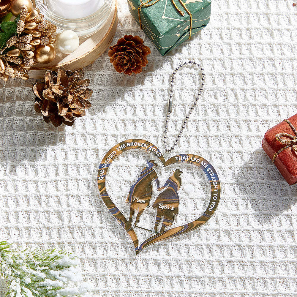 Personalisiertes Cowboy- Und Cowgirl-händchenhaltendes, Von Gott Gesegnetes Ornament-geschenk Für Paare - dephotoblanket