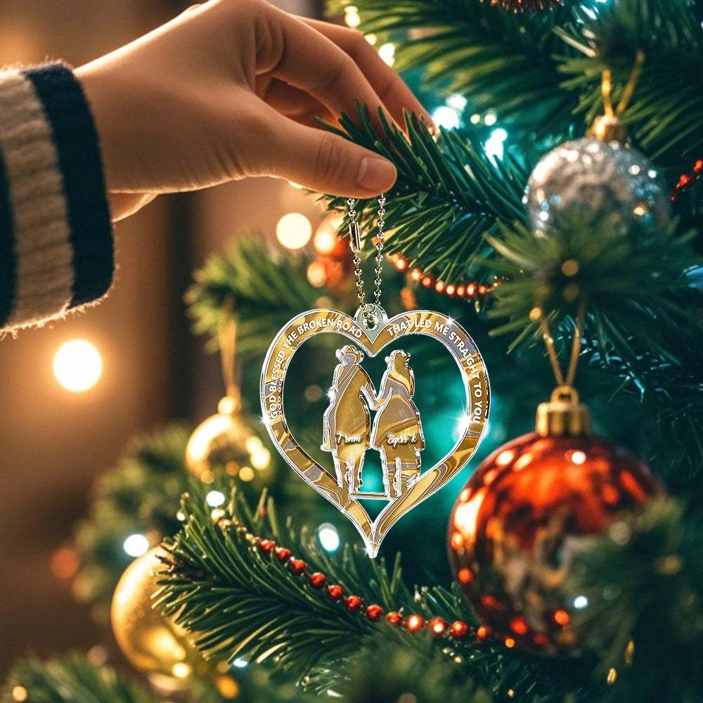 Personalisiertes Cowboy- Und Cowgirl-händchenhaltendes, Von Gott Gesegnetes Ornament-geschenk Für Paare - dephotoblanket