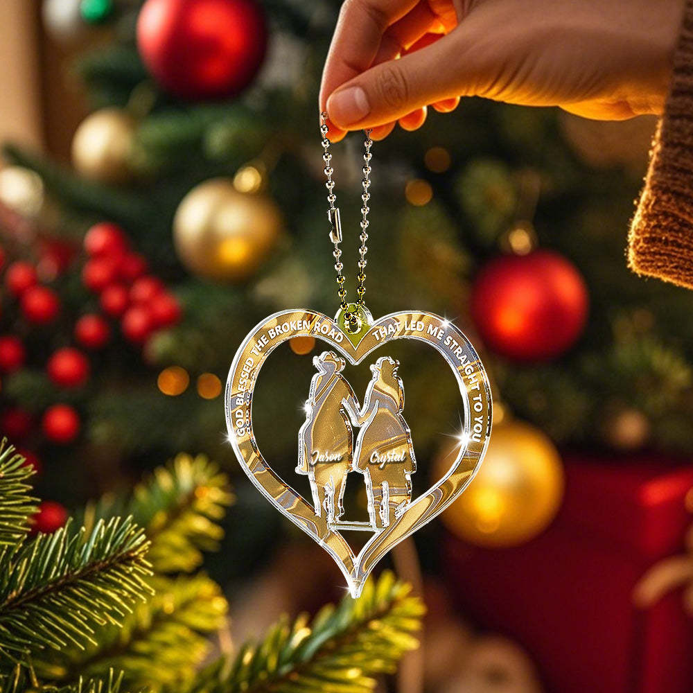 Personalisiertes Cowboy- Und Cowgirl-händchenhaltendes, Von Gott Gesegnetes Ornament-geschenk Für Paare - dephotoblanket