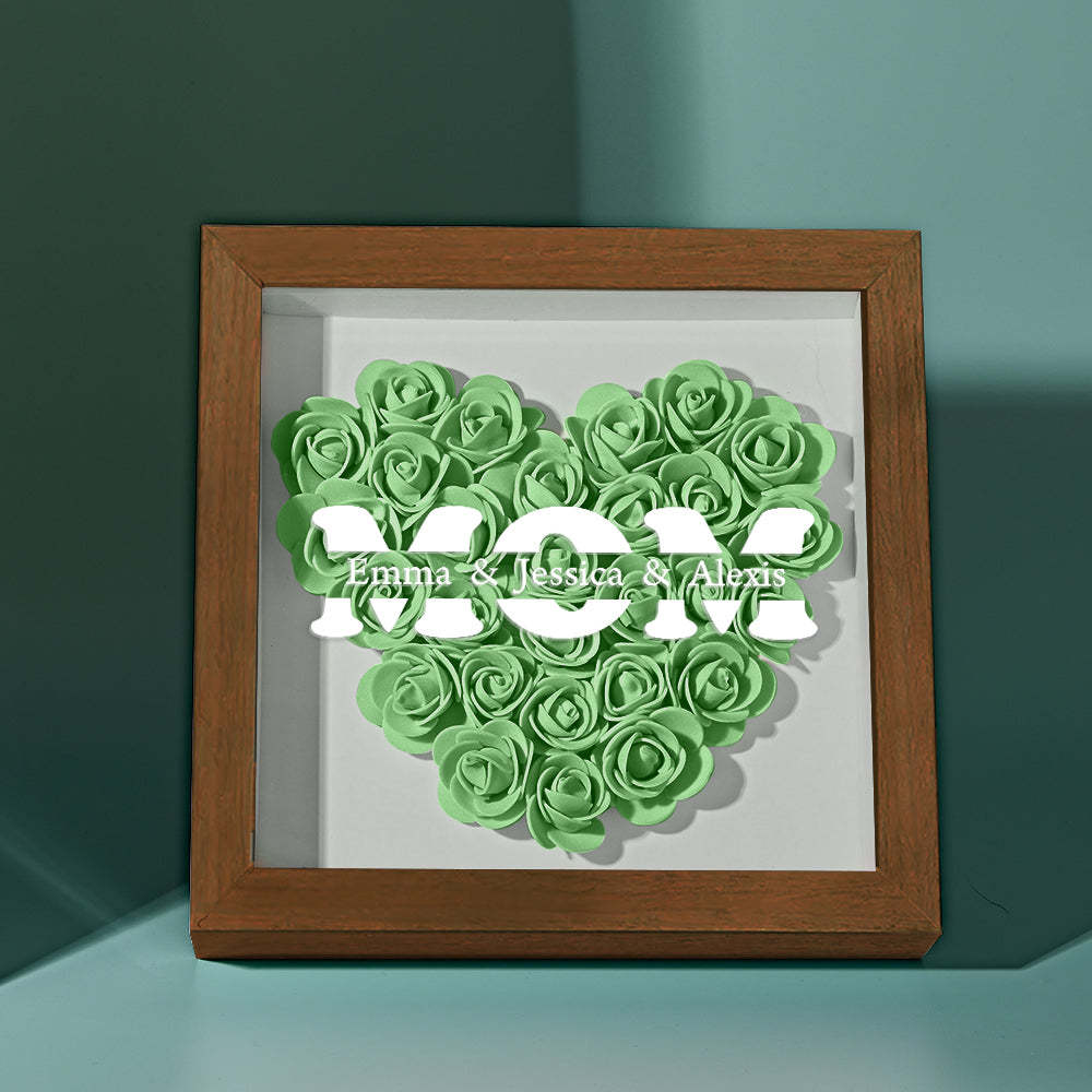 Personalisierter Blumen-schattenbox-bilderrahmen Mit Namen – Muttertagsgeschenk - dephotoblanket