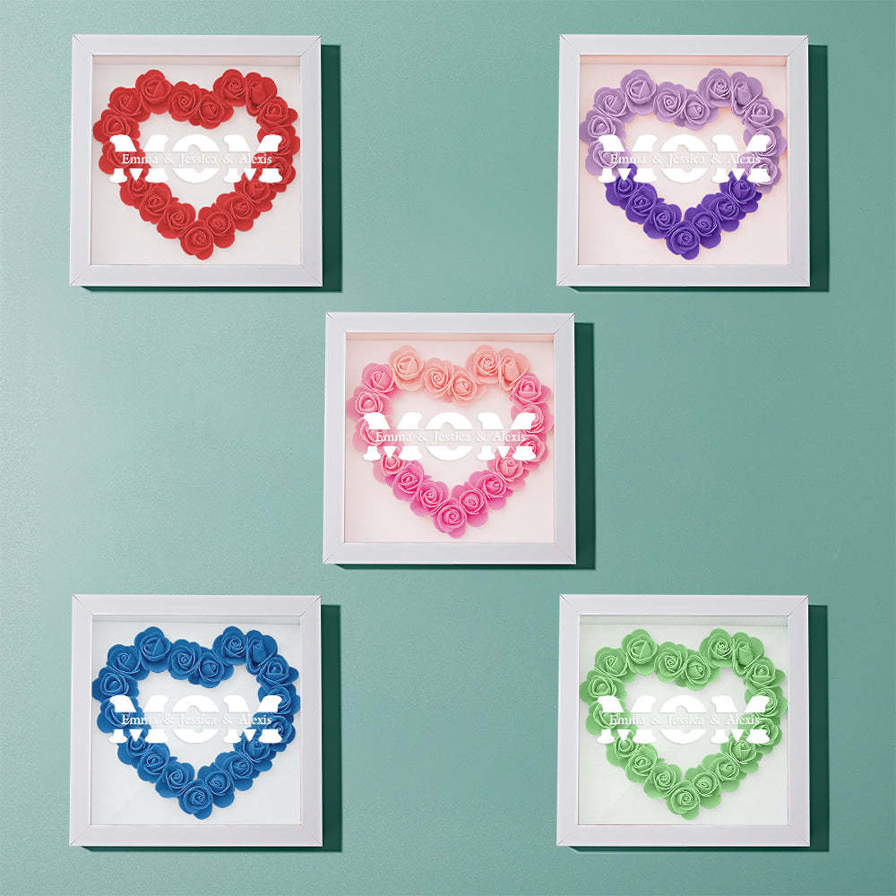 Personalisierter Blumen-schattenbox-bilderrahmen Mit Namen – Muttertagsgeschenk - dephotoblanket