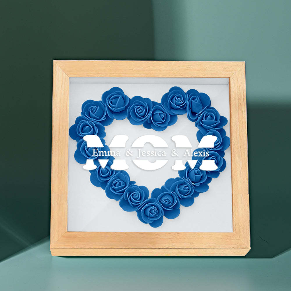 Personalisierter Blumen-schattenbox-bilderrahmen Mit Namen – Muttertagsgeschenk - dephotoblanket