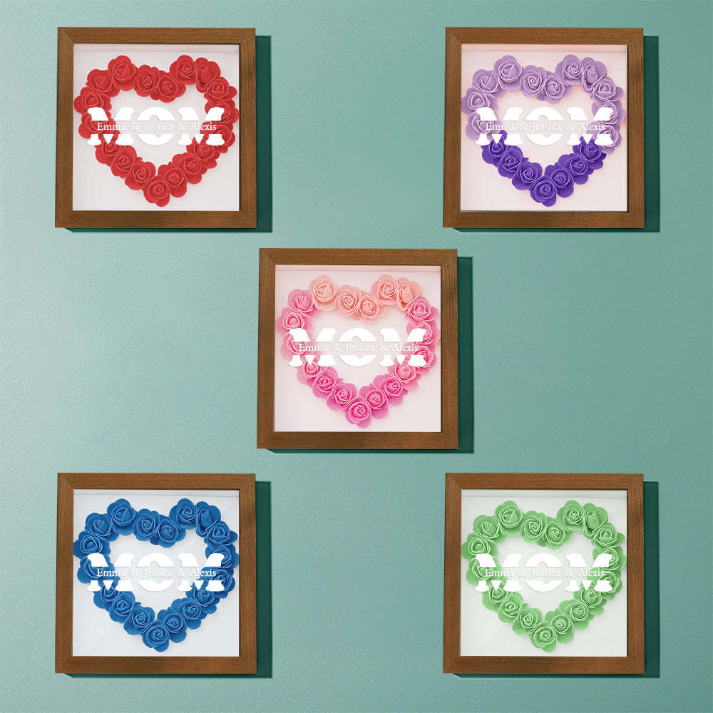 Personalisierter Blumen-schattenbox-bilderrahmen Mit Namen – Muttertagsgeschenk - dephotoblanket