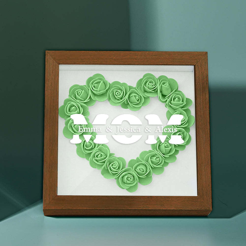 Personalisierter Blumen-schattenbox-bilderrahmen Mit Namen – Muttertagsgeschenk - dephotoblanket