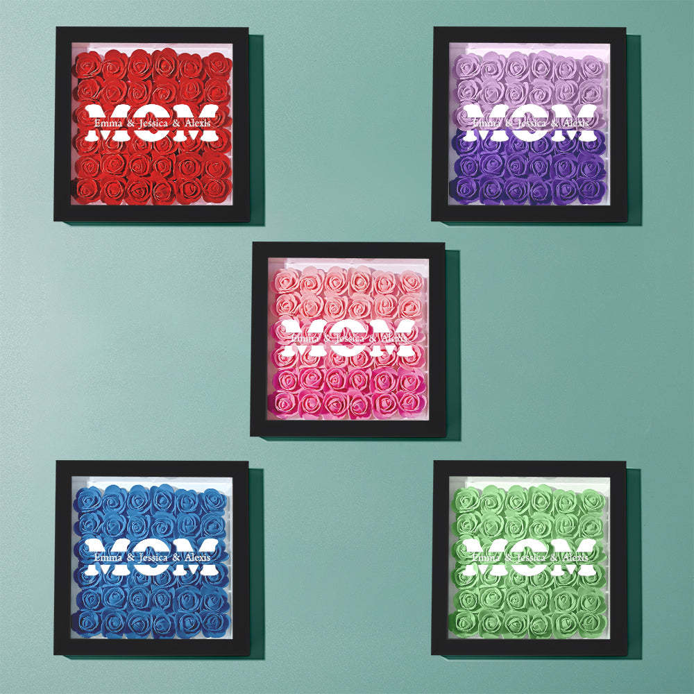Personalisierter Blumen-schattenbox-bilderrahmen Mit Namen – Muttertagsgeschenk - dephotoblanket