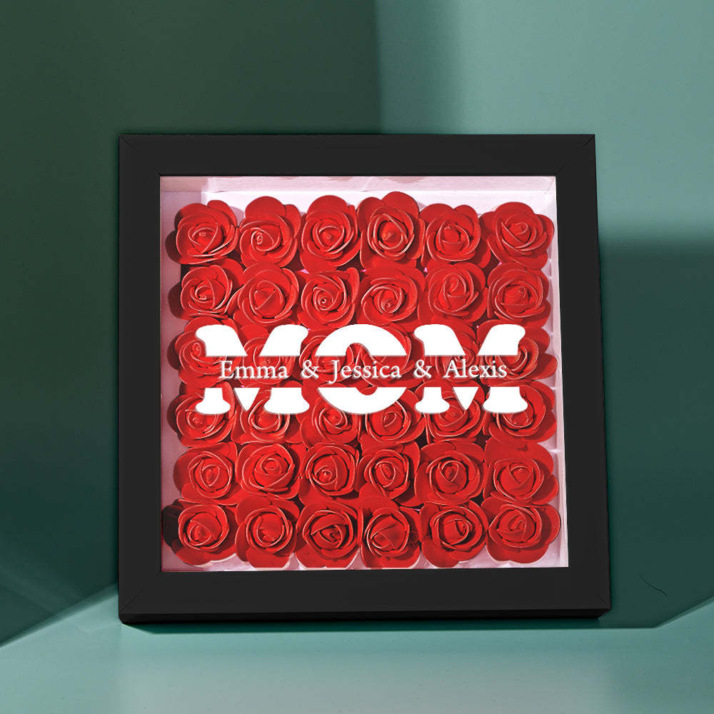 Personalisierter Blumen-schattenbox-bilderrahmen Mit Namen – Muttertagsgeschenk - dephotoblanket