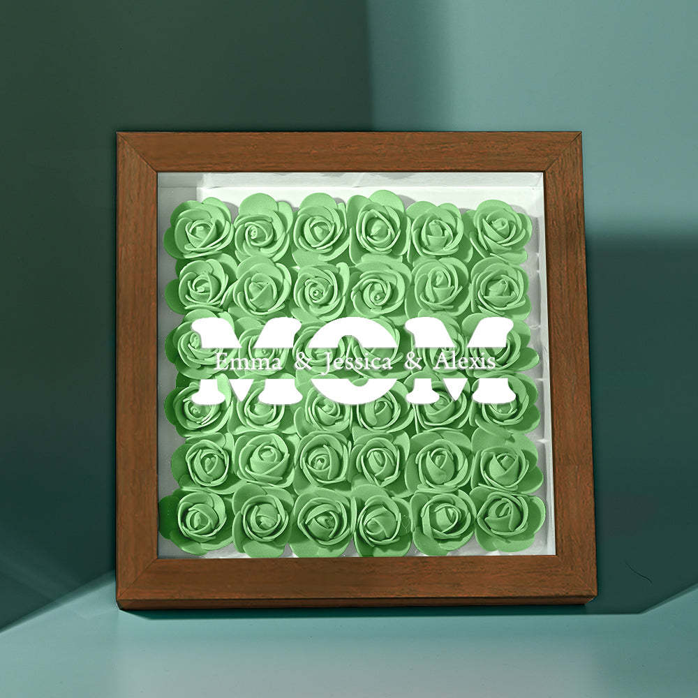 Personalisierter Blumen-schattenbox-bilderrahmen Mit Namen – Muttertagsgeschenk - dephotoblanket