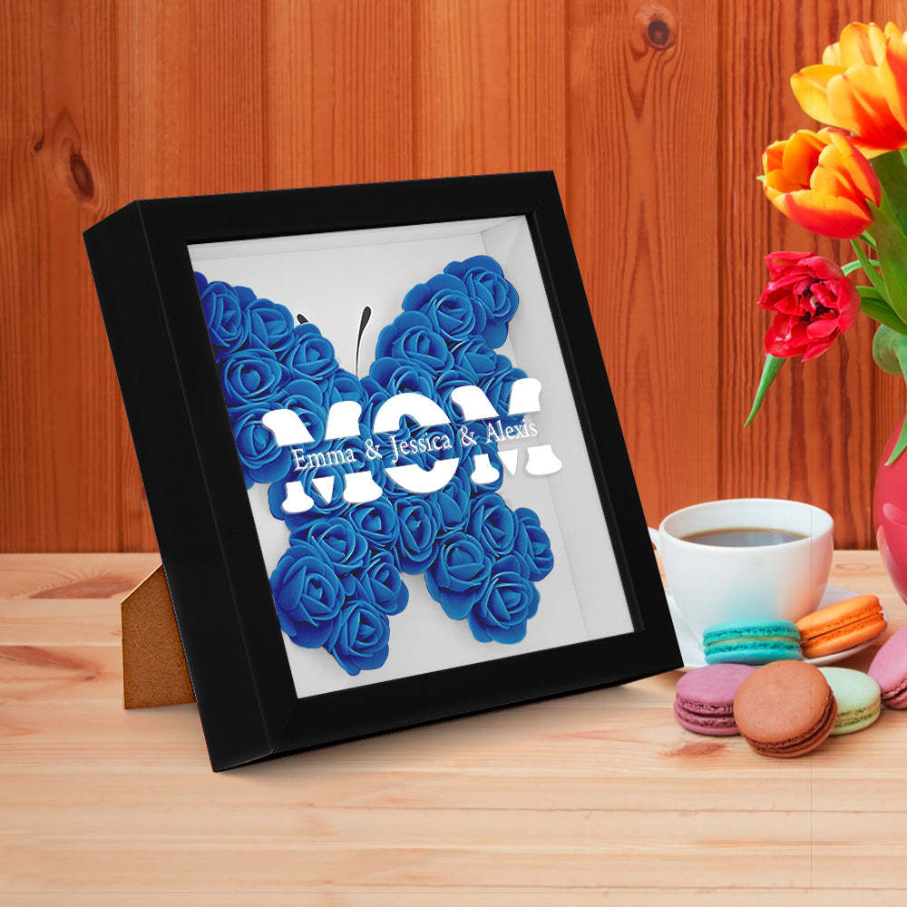 Personalisierter Blumen-schattenbox-bilderrahmen Mit Namen – Muttertagsgeschenk - dephotoblanket